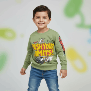 Hot Wheels Boys’ Bright Green Cotton Sweater (3–8 Years)