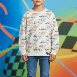 Hot Wheels Peach Car Print Cotton Sweater for Boys (3–8 Years)